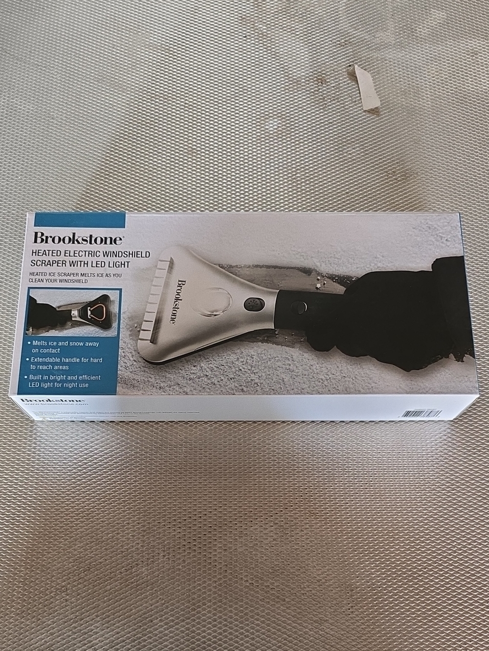 Brookstone Silver and Black Heated Windshield Scraper with LED